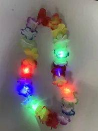 Glowing LED Light Up Hawaii Luau Party Flower Lei Fancy Dress Necklace Hula Garland Wreath Wedding Decor Party SuppliesZZ