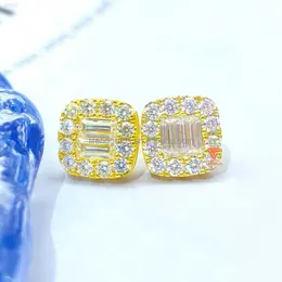 10k 14k 18k Gold Vvs Round Baguette Moissanite Pendientes para mujer Joyería de moda Nuevo diseño Stud Pendientes