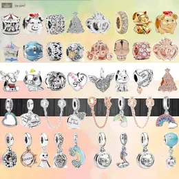 925 Silver Fit Pandora Charm 925 Bracelet Color Lucky Cat Blue Planet Rainbow Charms for Pandora Charms Jewelry 925 Charm Beads Accessories