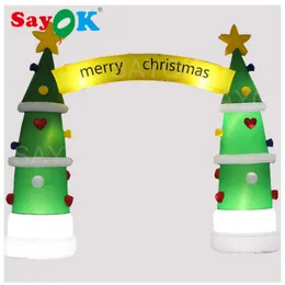 SAYOK arco de árbol de Navidad inflable entrada arco de Navidad inflable con soplador e iluminación utilizado para decoración interior/exterior