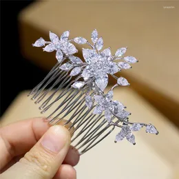 Haarspangen Jonnafe Mode Braut Zirkon Blumenkamm Schmuck Silber Farbe Hochzeit Kopfschmuck Frauen Abschlussball Zubehör