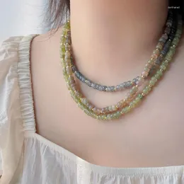 Kedjor 1pc kvinnor mode halsband handgjorda y2k japansk stil pärlstav europeisk amerikansk färgad konstgjord kristallsmycken