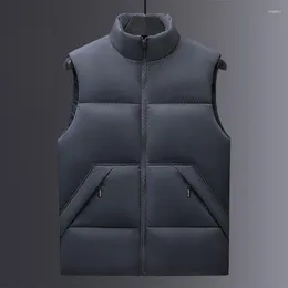 Men's Vests 2023 Spring Autumn Men Cotton Winter Jackets Solid Color Zipper Thick Sleeveless Coats Male Warm Padded Waistcoat Y43