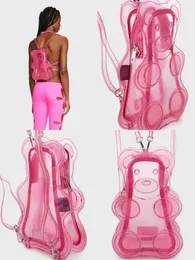 Torby wieczorowe Kobiety małe plecak Y2K różowy plecak słodki niedźwiedź mini -zwierzęcy torba moda żeńska osobowość przezroczystość 230804
