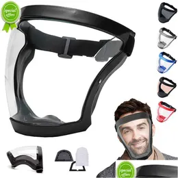Outras ferramentas de cozinha Nova máscara reutilizável Fl Face Shield Work-Splash Proof Oil-Splash Hd Transparent Safety Glasses à prova de vento Anti-Fog Com Filte Dhwiv