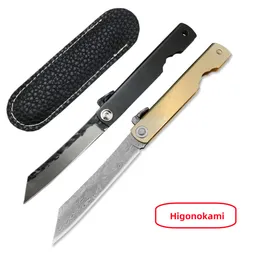 6.3 "Svart/gyllene Higonokami Mini Pocket Knife Tanto Blade Everyday Använd utomhusskärning Camping Survival Rescue Compact Knives