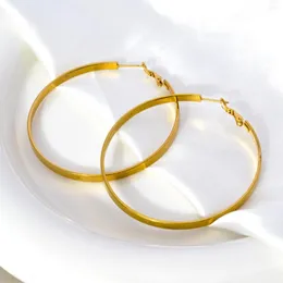 Hoop Earrings CHARMOMENT Two Size Gold Color Lightweight Retro For Women 38mm-60mm Thin Oversize Big Girl