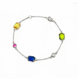 Braccialetti Link Classy Style Candy Blue Giallo Verde Verde Verde Cube Stone Set per Women Gift (DJ1360)