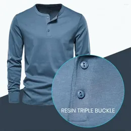 Męskie koszule T Buttons Retro O-Nect T-shirt Długie rękaw Slim Fit Tops Oddychane tee streetwear Summer Cooling Rib