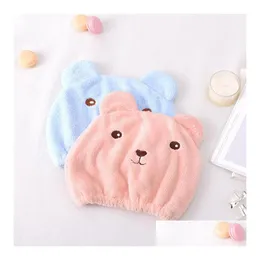 Shower Caps Lovely Animal Cap Strong Absorbing Hair Dry Hat Drying Bonnet Er Elastic Bathing Drop Delivery Home Garden Bath Bathroom Dhurm