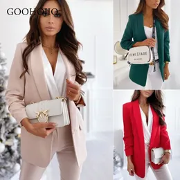 Abiti da donna Blazer GOOHOJIO Primavera Autunno Temperamento per le signore Donne monopetto Abiti tinta unita Professione Blazer 230804