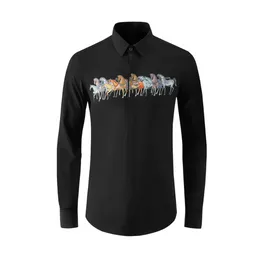 Neue Ankunft Mode Herbst Winter Xinyi Galoppierendes Pferd Druck Männer Langarm Baumwolle Spinning Casual Shirts Plus Größe M-4XL