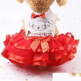 Dog Apparel Pet Tutu Lace Dress Cute Cat Fruit Princess Summer Breathable Clothes Party Costume Drop Delivery Home Garden Supplies Dh75W