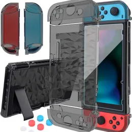 Estojo protetor para nintendo switch encaixável, capa protetora transparente para nintendo switch e controlador joy-con com um protetor de tela de vidro temperado com interruptor