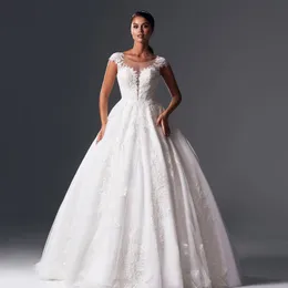 Abiti da sposa da principessa formale in pizzo di Dubai di lusso Abito da sposa da sposa sexy con maniche aperte sul retro