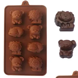 Formas de Assar Sile Forma de Bolo Hipopótamo Leão Forma de Urso Mods de Biscoito Fondant Gelatina Sabonete de Chocolate Decoração Diy Utensílios de Cozinha Drop Delivery H Dh0Kd