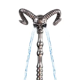 Brinquedos para adultos 140mm Design especial cabeça de crânio oco água fluindo metal pênis plugue vara cateter dilatadores de som uretral brinquedos sexuais masculinos 230804