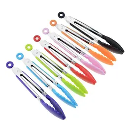 BBQ Tools Tillbehör Rostfritt stål Sile Kök Tång Clip Sallad Bröd Matlagning Mat serverande restaurangmapp Livning Hom DHQS5