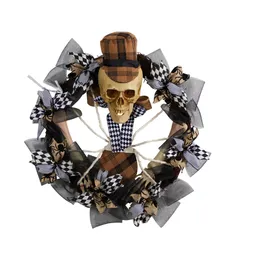 24 -дюймовый череп Хэллоуин в сетчатом венке