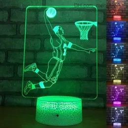 Lampy Shades Night Lights Series Sports Light Bezki dla dzieci Prezenty Dziecko Śpiące oświetlenie 3D Basketal Player Lampa LED LED Lights Tancerze Z230805