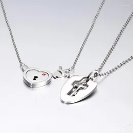 Necklace Earrings Set E15E 2 Pcs Lock And Key Couple Trendy Pendant Fashion Jewelry