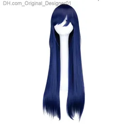 Синтетические парики QQXCAIW Длинный роль прямой игры. Смешанный синий синий 80 см синтетический парик для волос Z230809