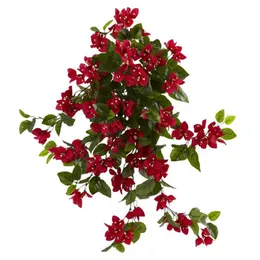 28 Bougainvillea Hanging Bush Artificial Plant Set of 2 , Red