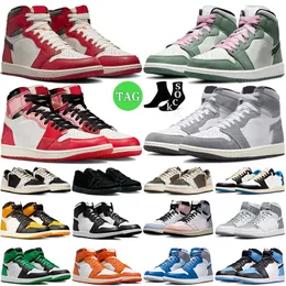 Jumpman Og 1 utomhusskor förlorade och hittade Etro 1s Low University Blue Reverse Mocha Black Phantom Olive Patent Bred White Lucky Green Men Women Sneakers