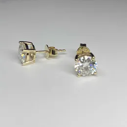 HQ GEMS REAL GULD 14K GUL GULL STUD EARRING Women 1Carat Moissanite Diamond Earring