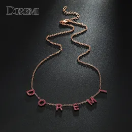 Pendanthalsband Doremi 9mm 5Color Personlig anpassad CZ Stone Crystal Name Halsband för Woemn Choker Chain Letter Halsband Anpassade smycken Gift 230804