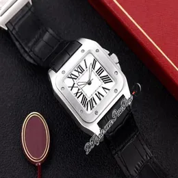TWF V12 XL Relógio masculino de quartzo suíço 42 mm Caixa de aço Mostrador branco Marcador romano preto Pulseira de couro Vidro de safira Puretime CART-T01-A1237N