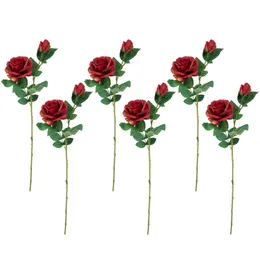 Zestaw 6 czerwonych prawdziwych dotyków sztucznej róży 26