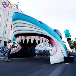 도매 원본 디자인 디스플레이 팽창 식 상어 헤드 터널 공기 파티 이벤트 입구 장식 장식 장난감 스포츠를위한 바다 동물 텐트