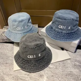 Fashionable Designer Brand Letter Printing Wide Brim Hats Luxury Unisex Four Seasons All-match Denim Bucket Hats Three-colour Sunshade Fisherman Hat