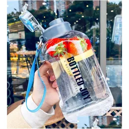 Water Bottles Quifit Plastic Wide Mouth Big Drinking 1.5L 2.5L Gallon Jug Bpa Sport Fitness Tourism Gym Travel Unique Item 201204 Dr Dhn9V