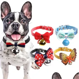 Hundhalsar kopplar färgfläte mode båge krage klocka randig bowknot halsband slips valp husdjur leveranser släpp hem trädgård dhjay