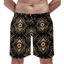 Herren Shorts Retro Evil Eye Gym Schwarz Und Gold Hawaii Board Kurze Hosen Männer Benutzerdefinierte Sport Schnell Trocknende Badehose Geschenk