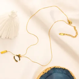 Nigdy nie zanikają 14 -krotnie złota luksusowa marka designerka wisiorki naszyjniki ze stali nierdzewnej C list do wisiorek Naszyjnik