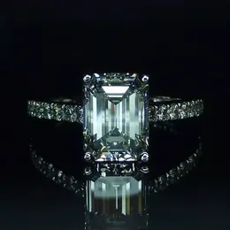925 sterling Silver Engagement Wedding Rings for Women Emerald cut 4CT Simulated Diamond Ring Platinum Jewelry