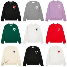 Designer hoodie mäns och kvinnors broderi paris amis hoodie rund nacke pullover klassisk kärlek fast färg långärmad tröja par stjärna net röda samma stil hh