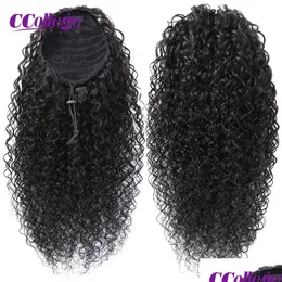Ponytails Ponytail Human Hair Extensions Curly Dstring Straight Ccollege 8-30 Inches Afro Kinky Drop Delivery Products Dhwtc