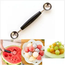 Fruit Vegetable Tools Melon Watermelon Ball Scoop Spoon Ice Cream Sorbet Stainless Steel Double-End Cooking Tool Kitchen Accessories Dhdtq