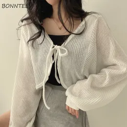 Women's Jackets Basic Jacket Summer Daily Korean Style Sunscreen Laceup Lantern Sleeve Trendy Elegant Allmatch Chic Arrival 230804