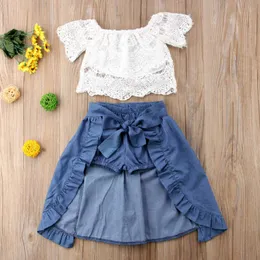 Clothing Sets CANIS Summer 3Pcs Toddler Baby Kid Girl Summer Strap Dots Tops+Ruffle Dress+Shorts Clothes