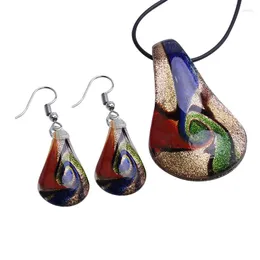 أقراط القلادة مجموعة 6pcs/مجموعة أزياء الباروك الفن المصباح Murano Glass Jewelry for Woman