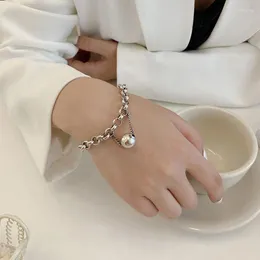 Charm Bracelets High Quality Trendy Little Ball Retro Thai Silver Cross Chain Female Bracelet Jewelry For Women Never Fade