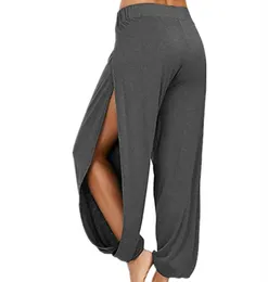 Pantaloni sportivi da palestra per yoga a vita alta da donna Pantaloni larghi elastici in vita con spacco laterale e gambe aperte Pantaloni per il tempo libero Harem traspiranti