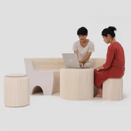 H65xL300cm Novel Innovation Furniture Pop - Smart Bench Indoor Universal Waterproof Accordion Style Foldable Kraft Sofa For 6 Seat2544