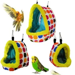 Small Animal Supplies Pet Fleece Thickening Warm Cotton Slee Bag Hanging Nest For Parrot Chinchilla Squirrel Hamster Accessories Pet Dhkyl