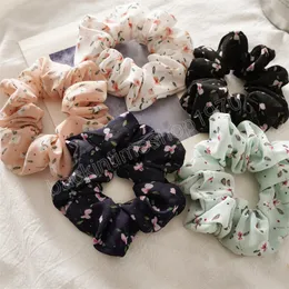 Feminino Flor Pequena Estampado Chiffon Elásticos Faixa de Cabelo Verão Scrunchies Lady Rabo de Cavalo Titular Meninas Acessórios de Cabelo Versáteis